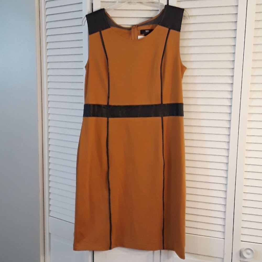 Massimo Womens Knit Dress with Faux Leather accent